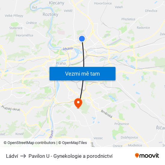 Ládví to Pavilon U - Gynekologie a porodnictví map