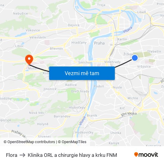 Flora to Klinika ORL a chirurgie hlavy a krku FNM map