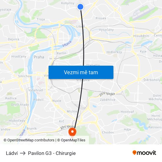 Ládví to Pavilon G3 - Chirurgie map
