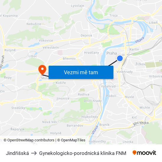 Jindřišská to Gynekologicko-porodnická klinika FNM map