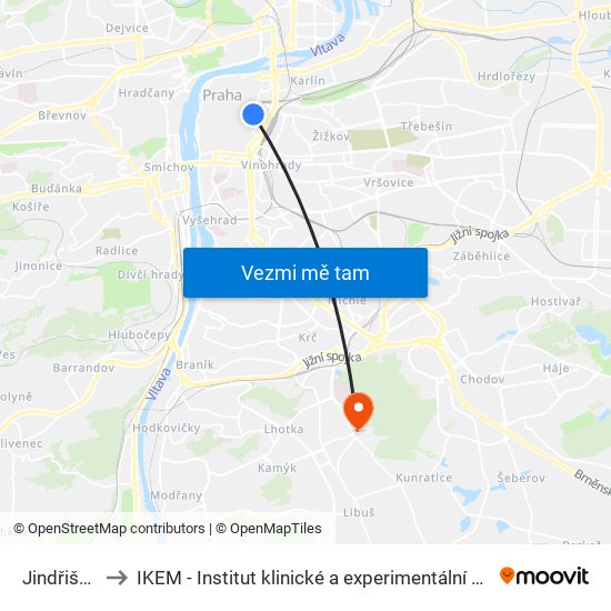 Jindřišská to IKEM - Institut klinické a experimentální medicíny map