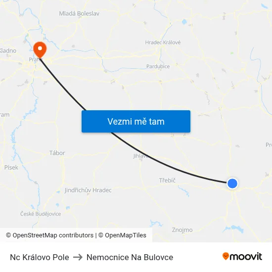 Nc Královo Pole to Nemocnice Na Bulovce map