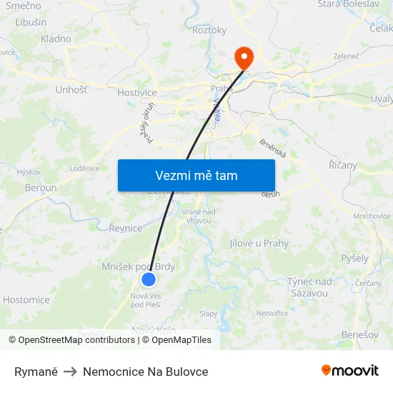 Rymaně to Nemocnice Na Bulovce map