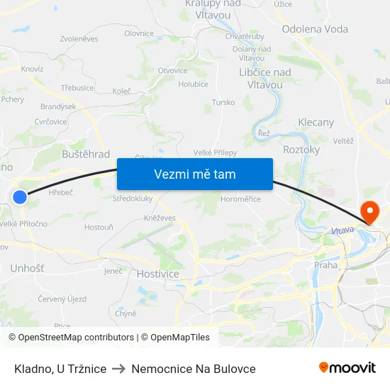 Kladno, U Tržnice to Nemocnice Na Bulovce map