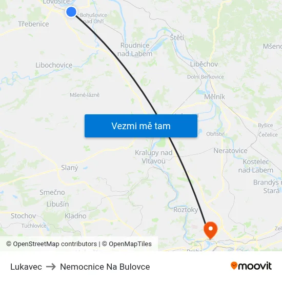Lukavec to Nemocnice Na Bulovce map