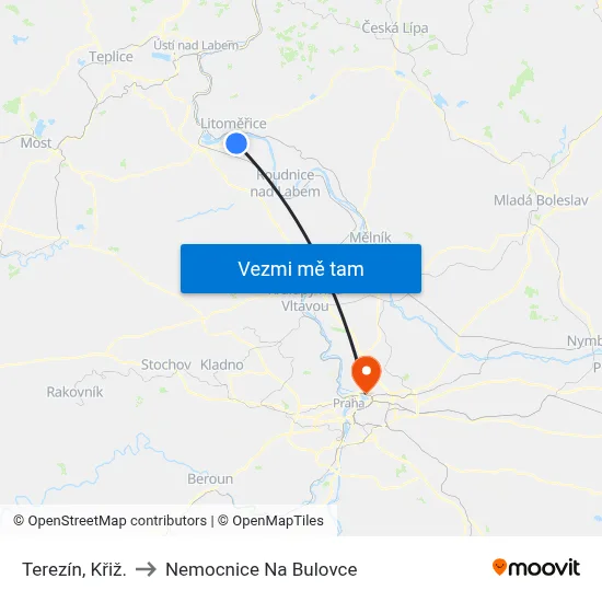 Terezín, Křiž. to Nemocnice Na Bulovce map