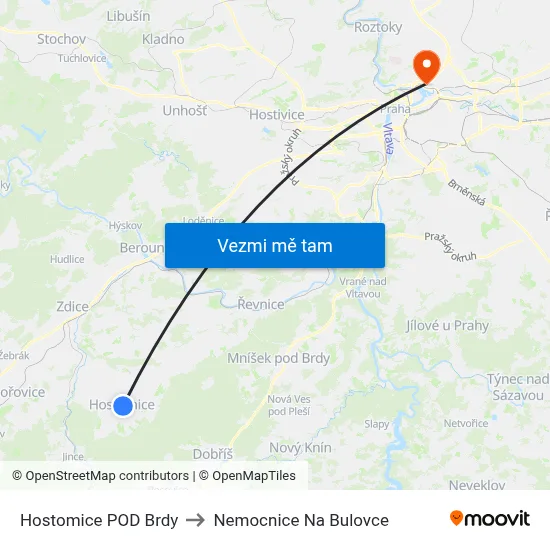 Hostomice POD Brdy to Nemocnice Na Bulovce map