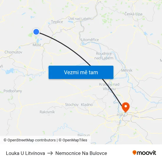 Louka U Litvínova to Nemocnice Na Bulovce map