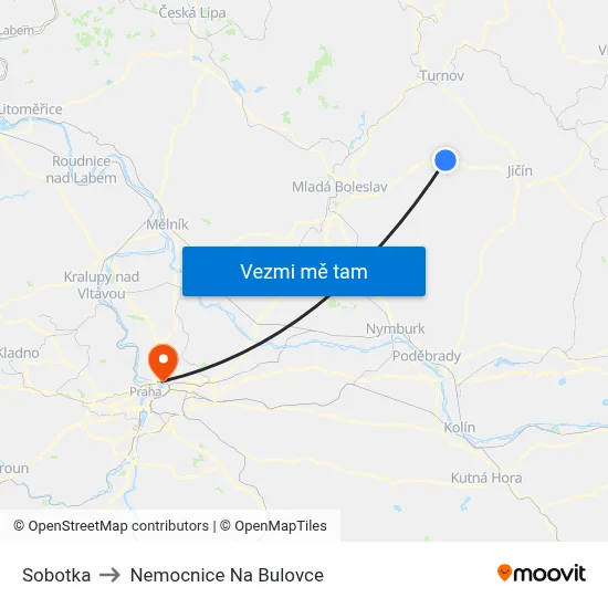 Sobotka to Nemocnice Na Bulovce map
