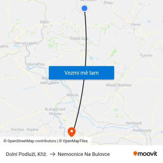 Dolní Podluží, Křiž. to Nemocnice Na Bulovce map