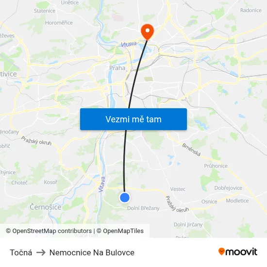 Točná to Nemocnice Na Bulovce map