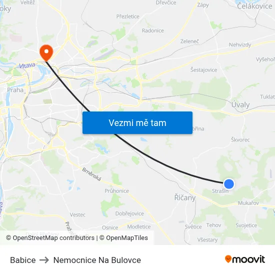 Babice to Nemocnice Na Bulovce map