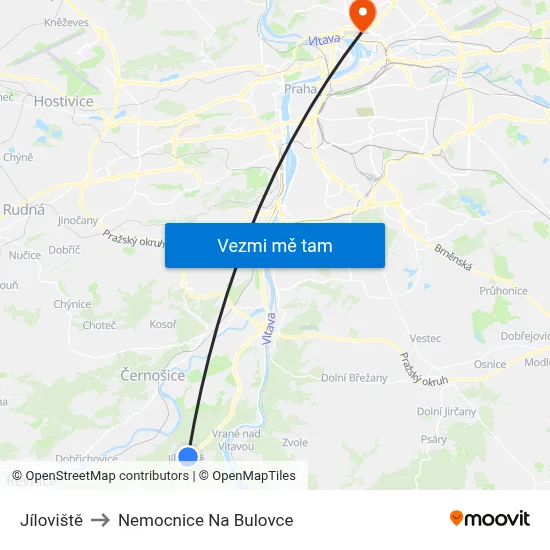 Jíloviště to Nemocnice Na Bulovce map