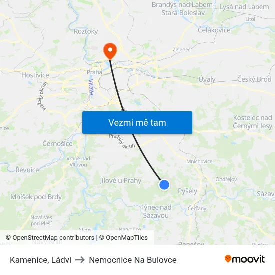 Kamenice, Ládví to Nemocnice Na Bulovce map