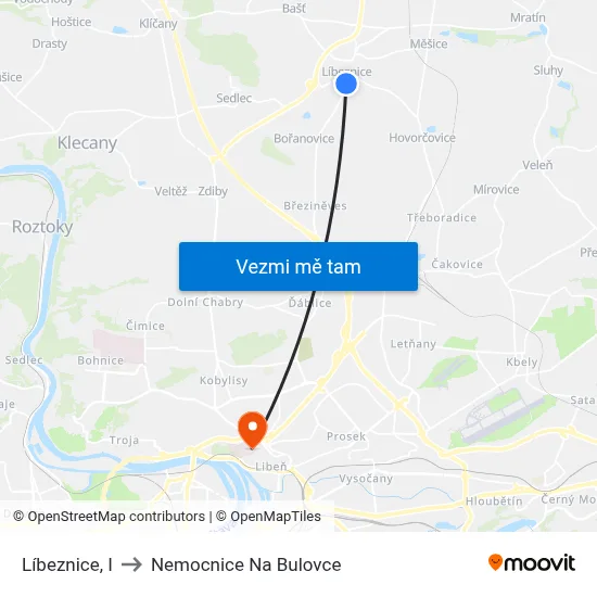 Líbeznice, I to Nemocnice Na Bulovce map