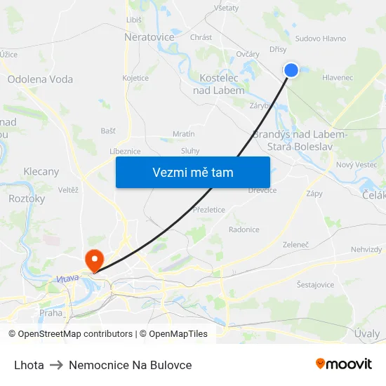 Lhota to Nemocnice Na Bulovce map