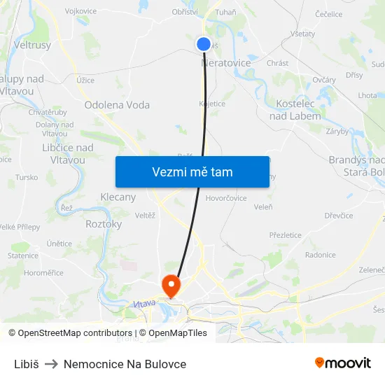 Libiš to Nemocnice Na Bulovce map