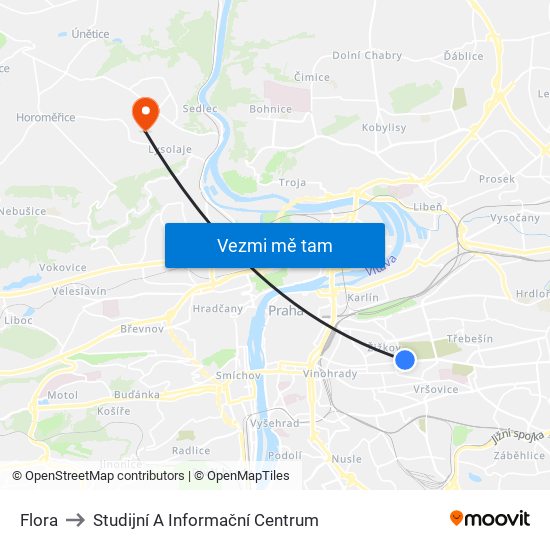 Flora to Studijní A Informační Centrum map