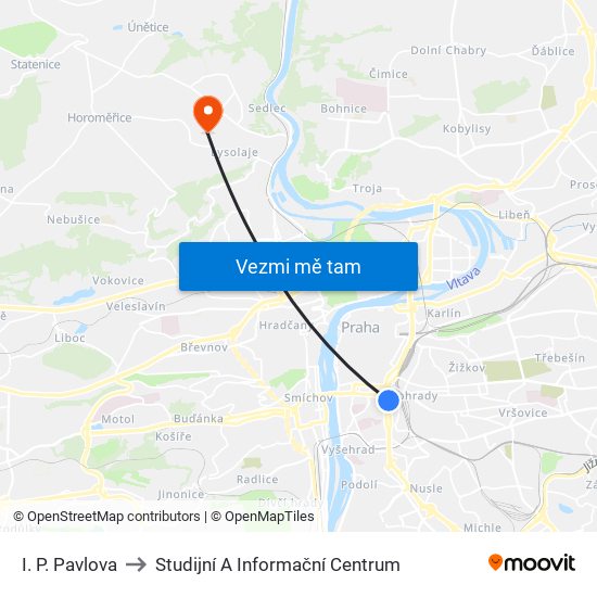 I. P. Pavlova to Studijní A Informační Centrum map