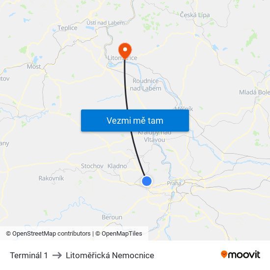 Terminál 1 to Litoměřická Nemocnice map