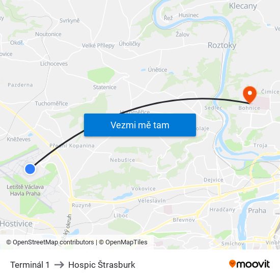 Terminál 1 to Hospic Štrasburk map