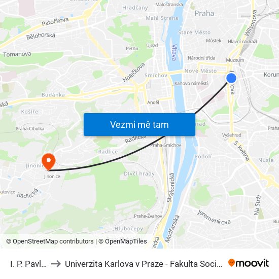 I. P. Pavlova to Univerzita Karlova v Praze - Fakulta Sociálních Věd map