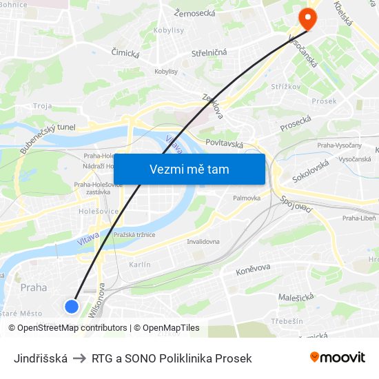 Jindřišská to RTG a SONO Poliklinika Prosek map