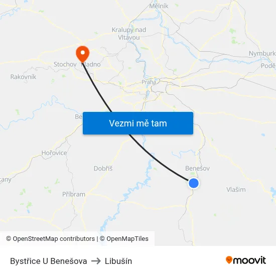 Bystřice U Benešova to Libušín map