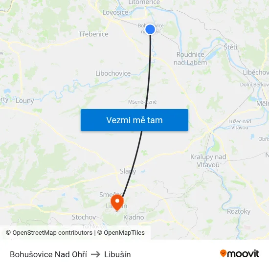 Bohušovice Nad Ohří to Libušín map