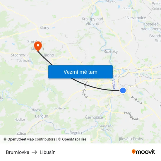 Brumlovka to Libušín map
