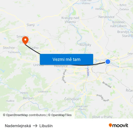 Nademlejnská to Libušín map