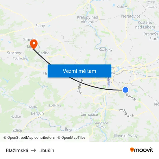 Blažimská to Libušín map