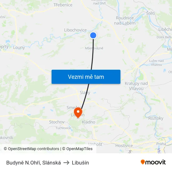 Budyně N.Ohří, Slánská to Libušín map