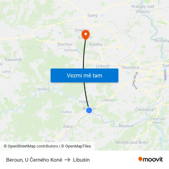 Beroun, U Černého Koně to Libušín map