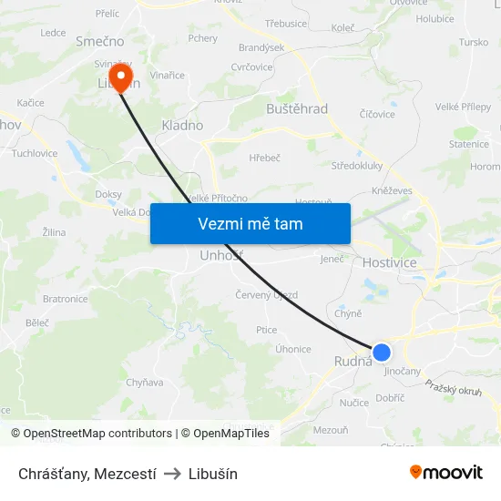 Chrášťany, Mezcestí to Libušín map