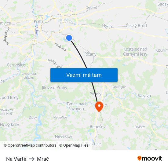 Na Vartě to Mrač map