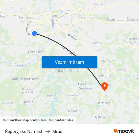 Řeporyjské Náměstí to Mrač map