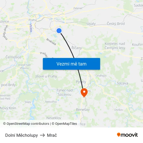 Dolní Měcholupy to Mrač map