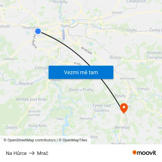 Na Hůrce to Mrač map