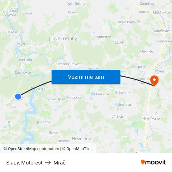 Slapy, Motorest to Mrač map