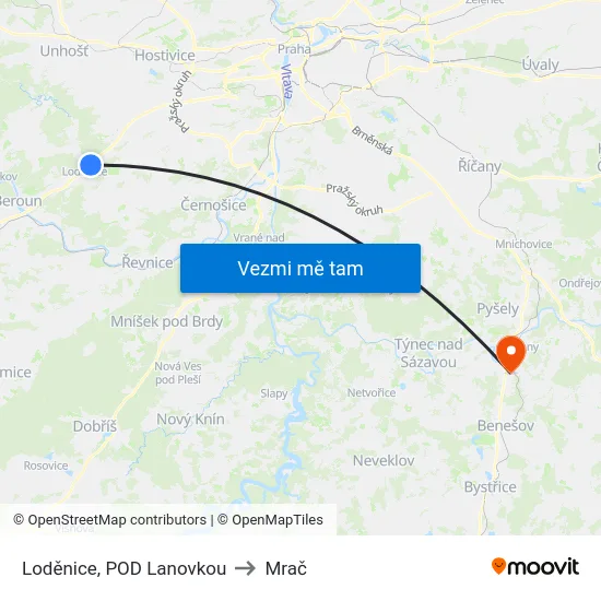 Loděnice, POD Lanovkou to Mrač map