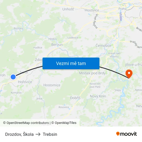 Drozdov, Škola to Trebsin map