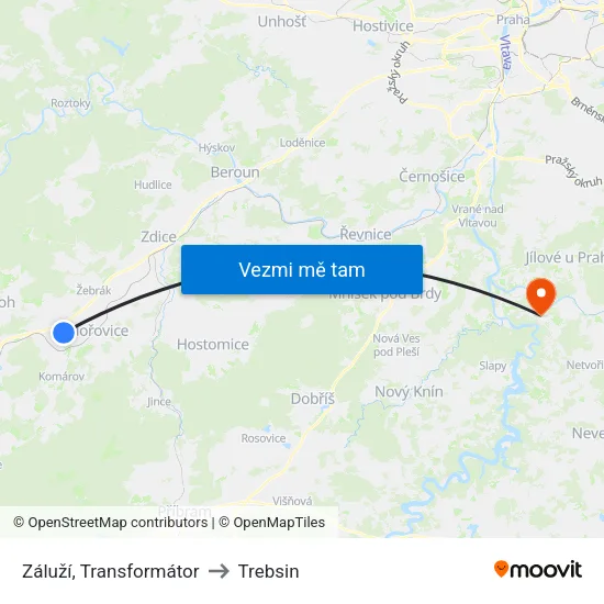 Záluží, Transformátor to Trebsin map