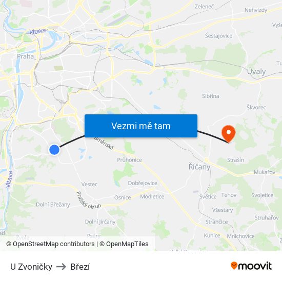 U Zvoničky to Březí map