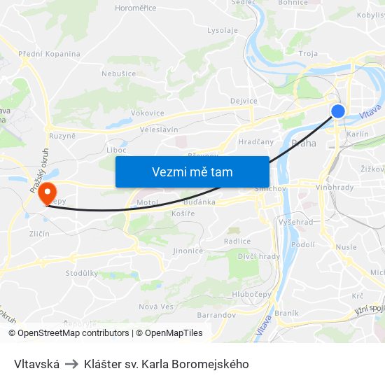 Vltavská to Klášter sv. Karla Boromejského map