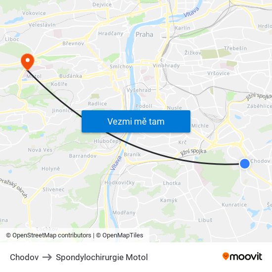 Chodov to Spondylochirurgie Motol map