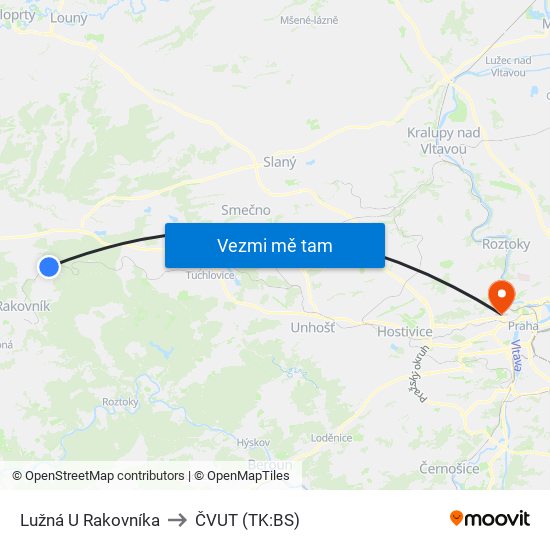 Lužná U Rakovníka to ČVUT (TK:BS) map