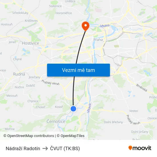 Sídliště Radotín to ČVUT (TK:BS) map