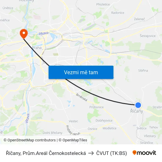 Říčany, Prům.Areál Černokostelecká to ČVUT (TK:BS) map