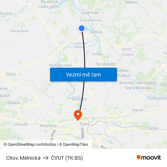 Cítov, Mělnická to ČVUT (TK:BS) map